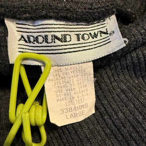 Vintage Around Town Knit Ribbed Cardigan Sweater Women's Size Large Charcoal - Picture 6 of 7